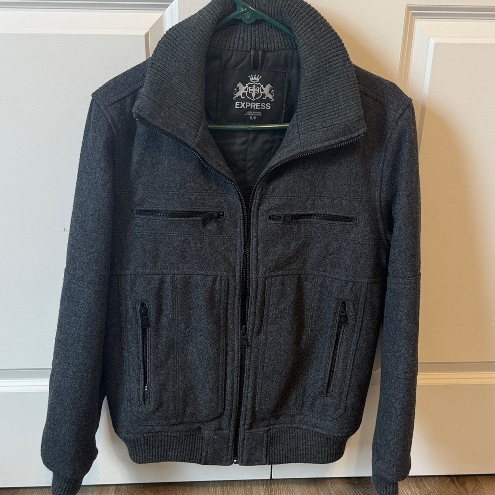 Express Men's Charcoal Jacket- Small